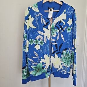 IMAN GChic Reversible Stretch Knit Bomber‎ Jacket 1X NWT